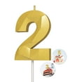 thumbnail image 1 of Gold number 2 candle, yellow 2 birthday candle, 3D Diamond Birthday Number Candles are suitable for digital candle cake topper decorations for weddings, anniversaries and birthday celebrations., 1 of 6