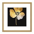 thumbnail image 1 of Gold on Black Metallic Effect Foil on Black Style Single Flower Floral Painting Square Wooden Framed Wall Art Print Picture 8X8 Inch, 1 of 4