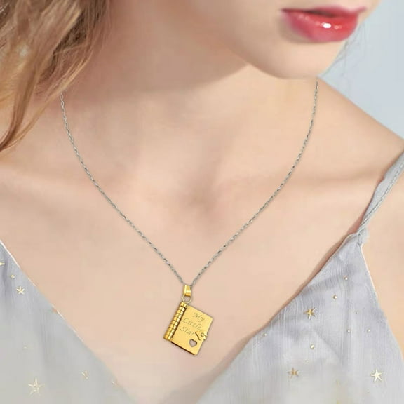 Gold or Silver Book Necklace, Openable Multi Layer Bookworm Necklaces Bookish Gifts for Book Lovers