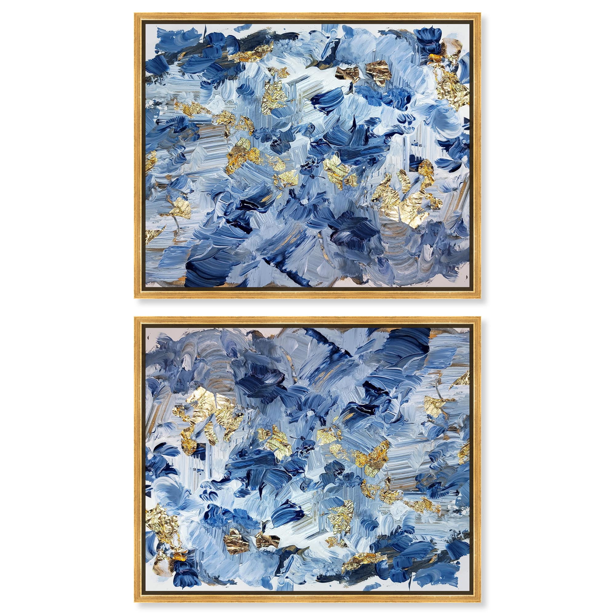 Gold over Blue Set Canvas Set of 2 Blue Abstract Art by Art Remedy ...