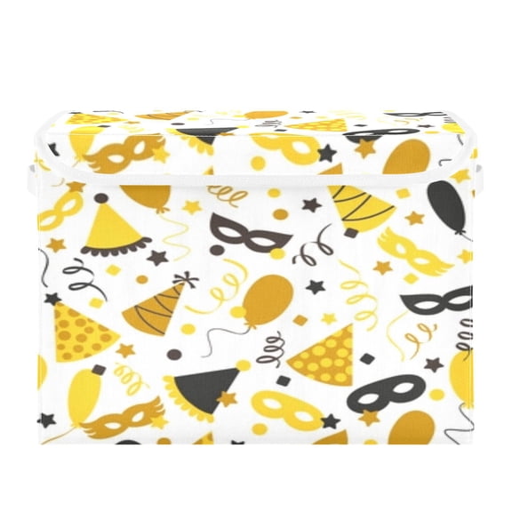 Gold party seamless pattern Foldable Kids Toy Chest with Flip-Top Lid, Collapsible Fabric Toy Storage Organizer/Bin/Box/Basket/Trunk for Toddler