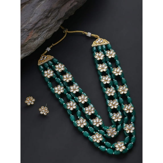 Gold-plated Bead And Artifical Stone Jewellery Set