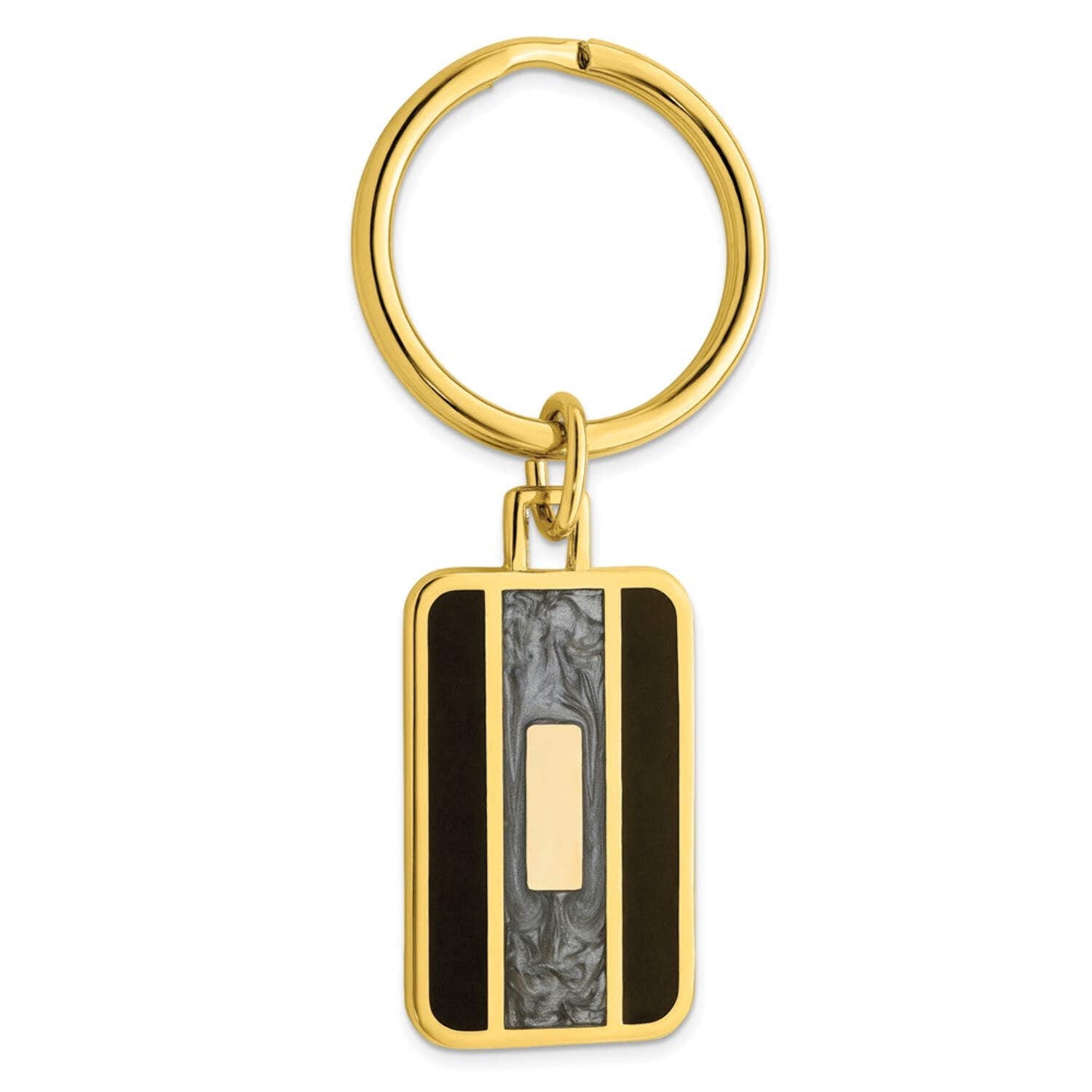 Gold-plated Black & Grey Colored Key Ring Size