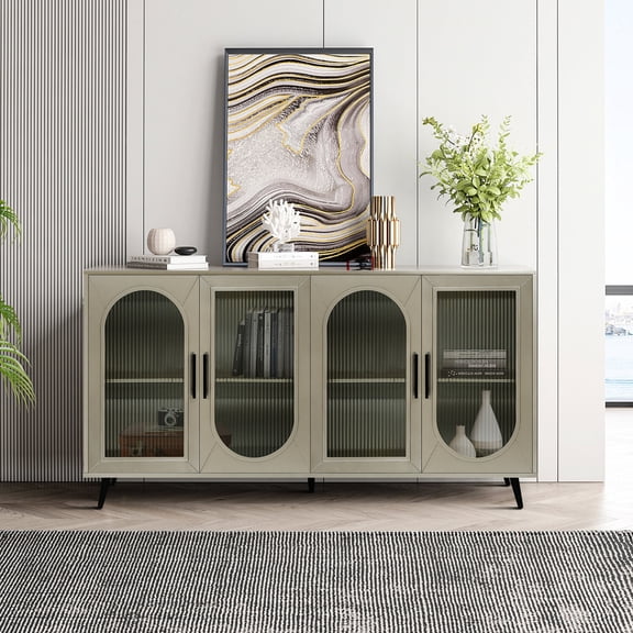 Gold-plated Iron Legs TV Console with Storage / Durable and Stable for 65+ Inch TVs