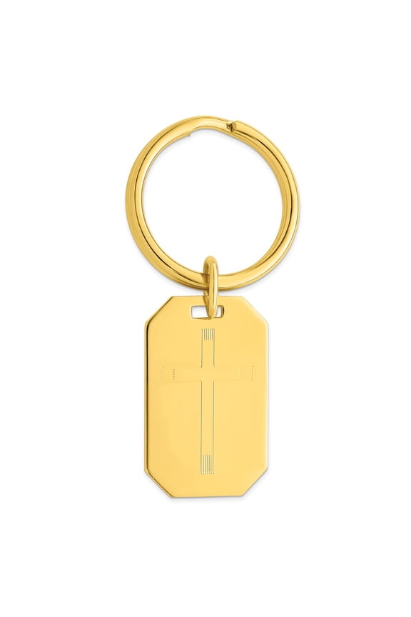 Gold-plated Kelly Waters Cross Engraveable Key Ring QKW674