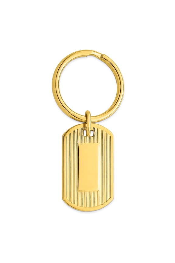 Gold-plated Kelly Waters Etched Lines Key Ring with Engravable Area QGL8721