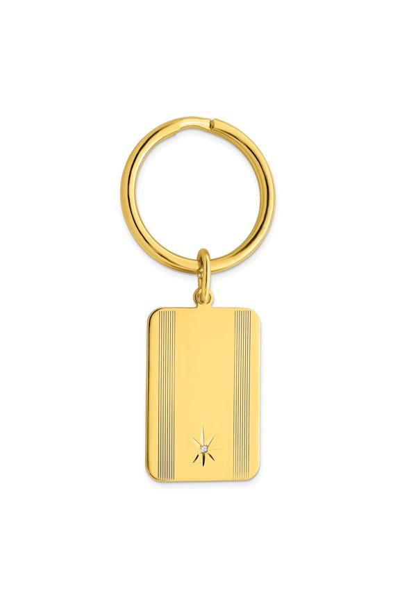 Gold-plated Kelly Waters Star Cut .001ct. Diamond Key Ring QGL8717
