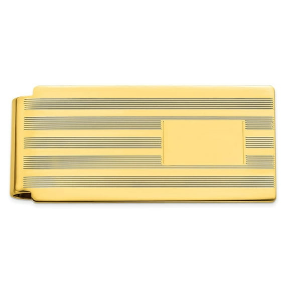 Gold-plated Lined Engravable Hinged Money Clip