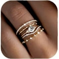 thumbnail image 1 of Gold plated Rings for Women Non Tarnish, Dainty 14K Gold Plated Stackable Cubic Zirconia Knuckle Ring Set, Trendy Statement Promise Wedding Bands Stacking Engagement Rings Size 6 7 8 9 10, 1 of 8