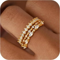 Gold plated Stackable Rings for Women Non Tarnish - 18K Real Gold Plated Stackable Ring Cubic Zirconia Gold Rings for Women,Dainty Thumb Ring Set Wedding Birthday Jewelry Gifts Size 5-10