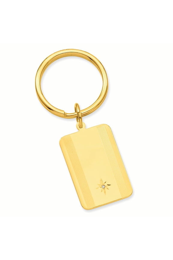 Gold-plated Star Cut .001ct. Diamond Key Ring GL8717