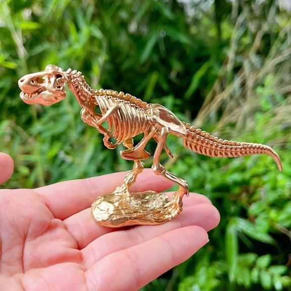 Gold -plated dinosaur Skeleton, exquisite Tyrannosaurus Rex Skull sculpture decoration, jurassic park table decoration statue artwork crafts