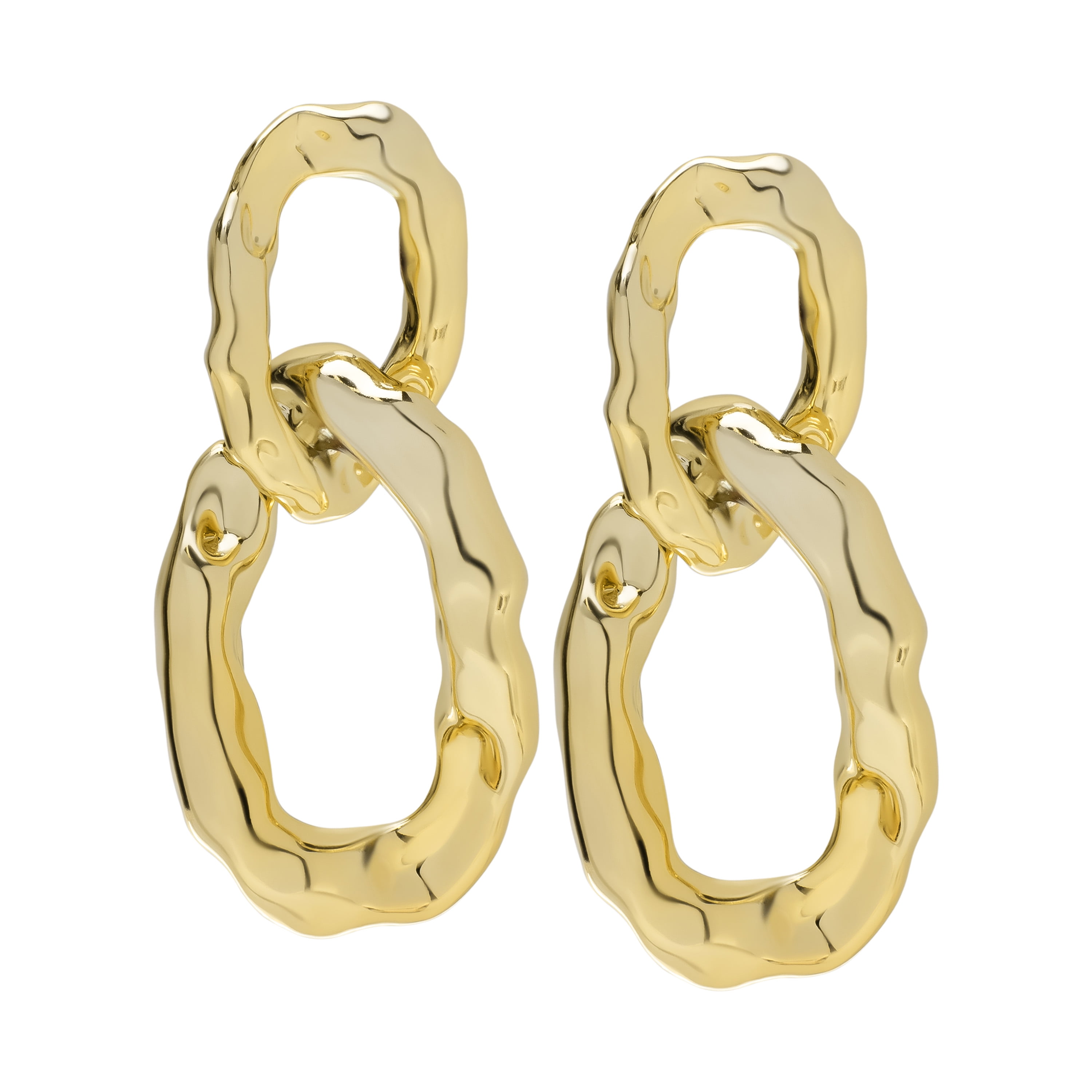 Gold plated double hoop drop earrings