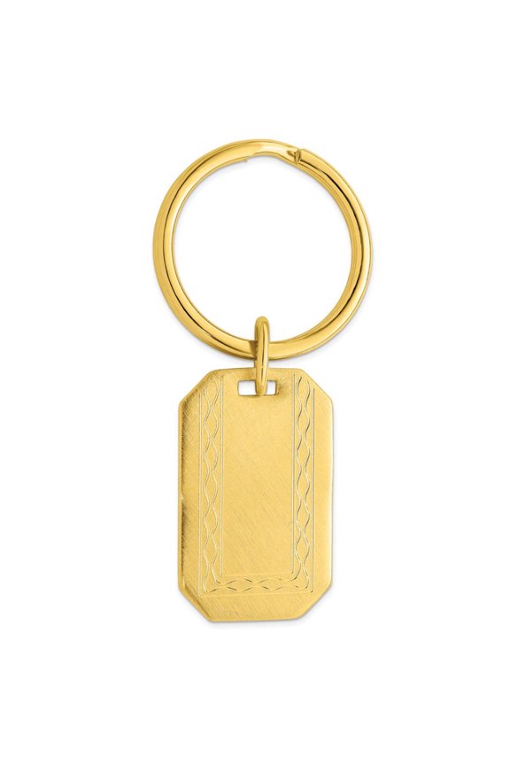 Gold-plated with Engravable Area Florentined Key Ring Size