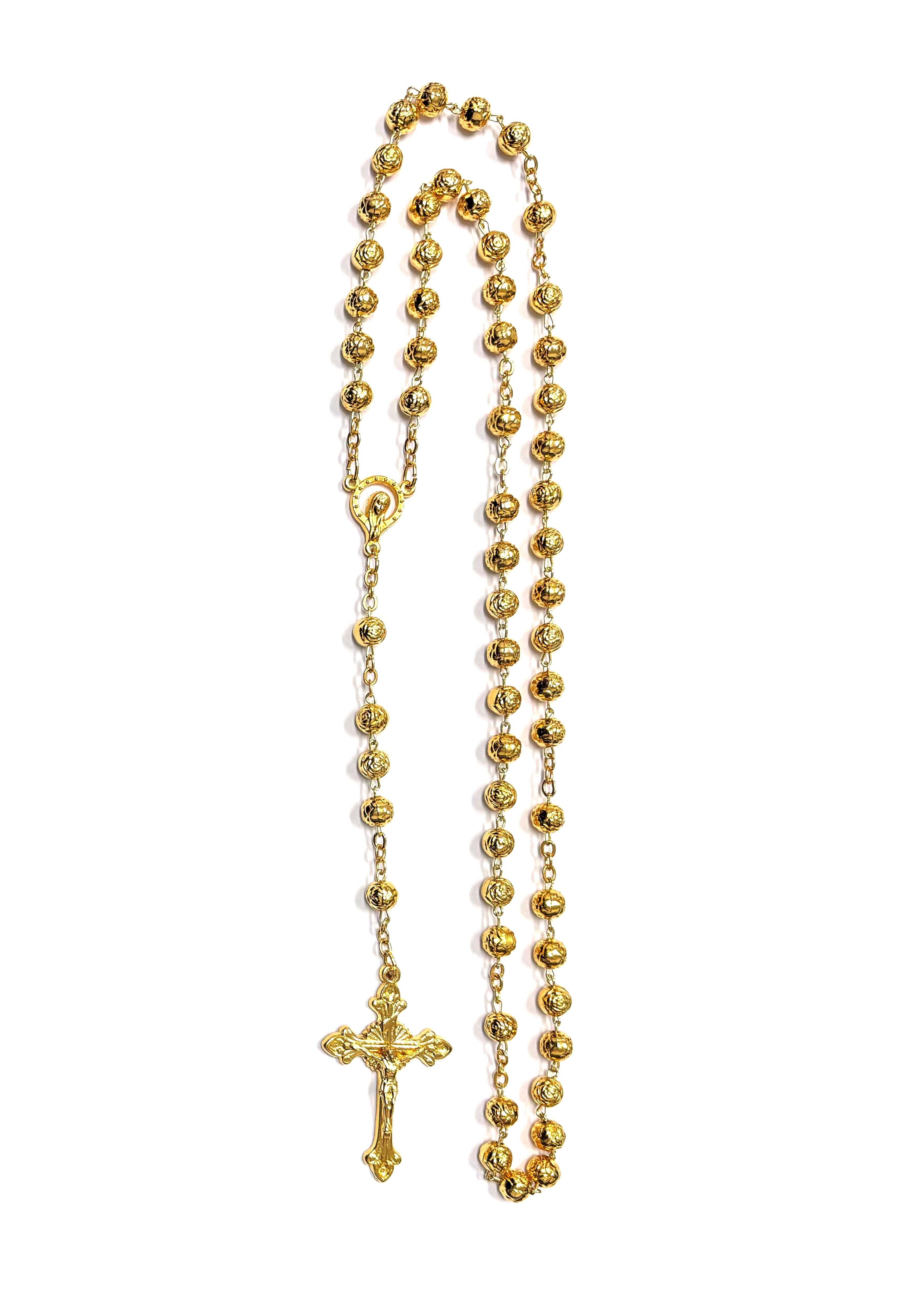 Gold rose-shaped beads rosary
