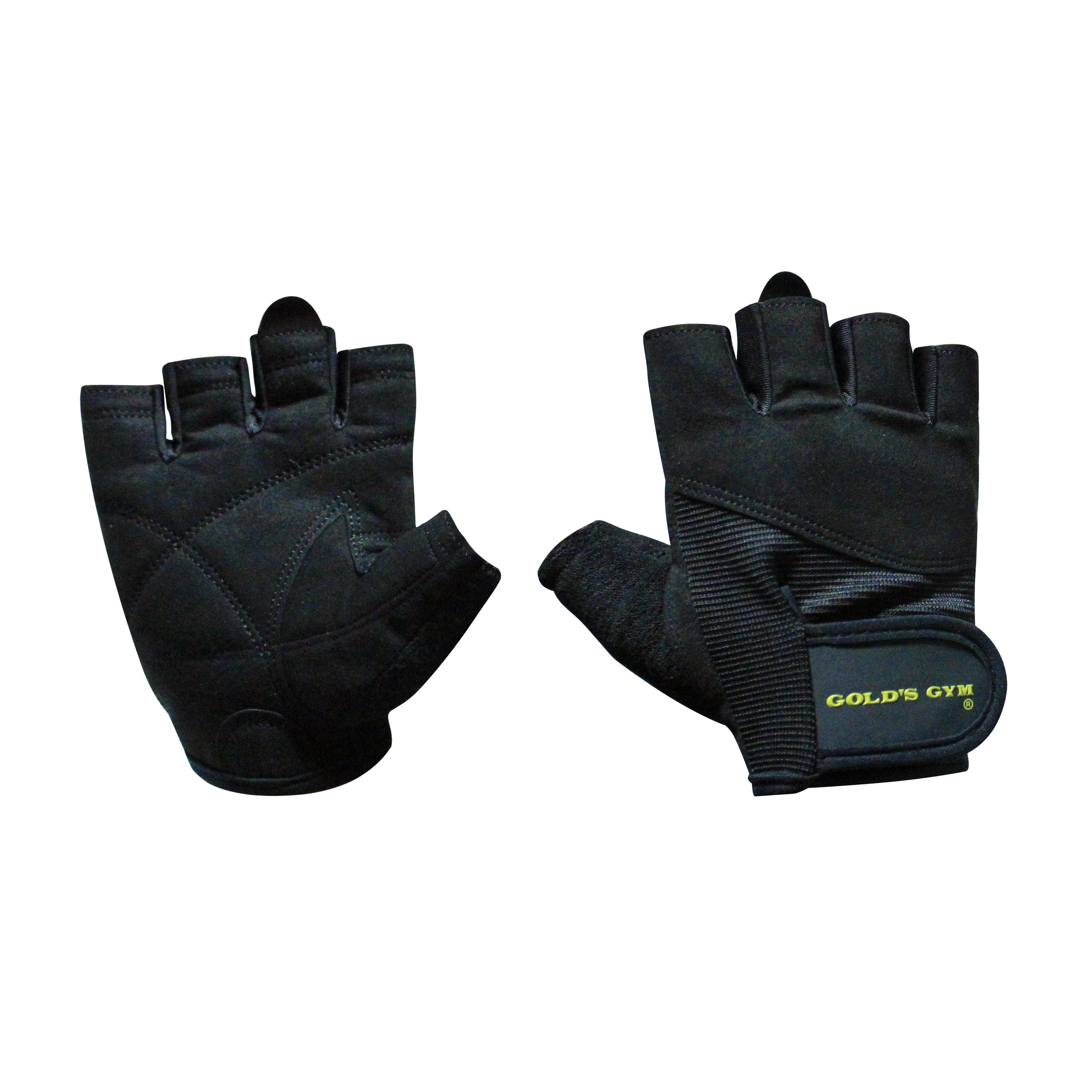 Gold's Gym Anti-Slip Half Finger Synthetic Microfiber Black Weight Lifting Gloves, M