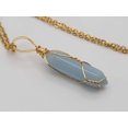 thumbnail image 1 of Gold tone Blue Chalcedony Wire wrapped Crystal Necklace, 1 of 9