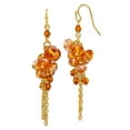 thumbnail image 1 of Gold-tone Shepherd hook Dark Yellow Crystal Beaded Cluster Drop Earrings 66x20mm Wide Dangle Earring for Women, 1 of 2