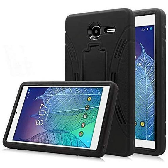 GoldCherry for Alcatel Onetouch POP 7 LTE Case,Heavy Duty Impact Resistant Hybrid Protective Case Build in Kickstand for Alcatel Onetouch POP 7 LTE T-Mobile 2016 9015W(Black)