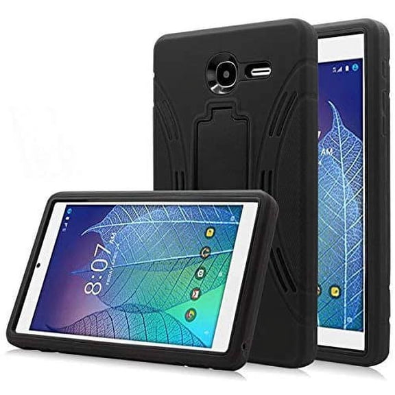 GoldCherry for Alcatel Onetouch POP 7 LTE Case,Heavy Duty Impact Resistant Hybrid Protective Case Build in Kickstand for Alcatel Onetouch POP 7 LTE T-Mobile 2016 9015W(Black)