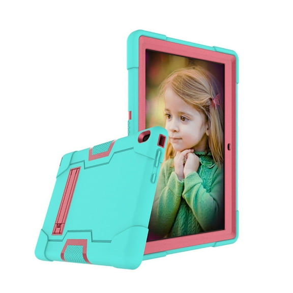 GoldCherry Case For Lenovo Tab E10 10.1 inch Tablet, Heavy-Duty Drop-Proof and Shock-Resistant Rugged Hybrid case(with Built-in Stand), for Lenovo Tab E10 (TB-X104F) 10.1 Inch(Green/Pink)