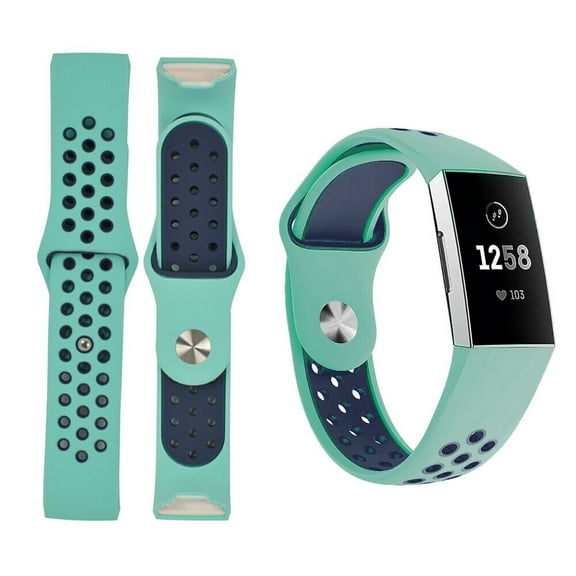GoldCherry For Fitbit Charge 3 Bands/Charge 3 SE Classic Bands,Sports Silicone Replacement Women Men Bands Breathable Soft Strap Bracelet(Small-Mint Green+Blue)