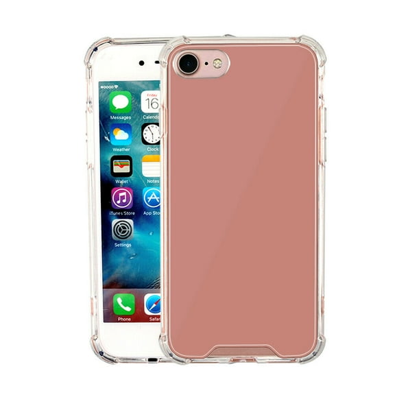 GoldCherry For iPhone 8 SE Case Crystal Clear Design of 4 Corners Shock Skid Proof Scratch-Resistant PC+Girls Luxury Mirror Cover For iPhone 7 8 SE 2nd 4.7 inch(Rose Gold)