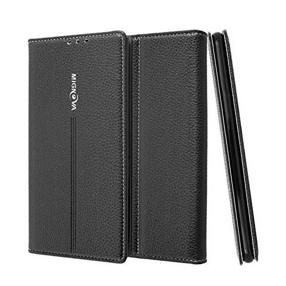 GoldCherry for Galaxy Note 10 Case,[Card Slots] Slim Magnetic Closure Flip Leather Wallet Credit Cards Holder Flip Book Design Protective Case,for Samsung Galaxy Note 10(Black)