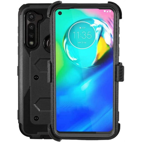 GoldCherry for Motorola G Power Case, Heavy Duty Shock-Absorption/High Impact Resistant Armor Holster Defender Case with Kickstand Swivel Belt Clip Holster for Motorola G Power 6.4 Inch(Black)