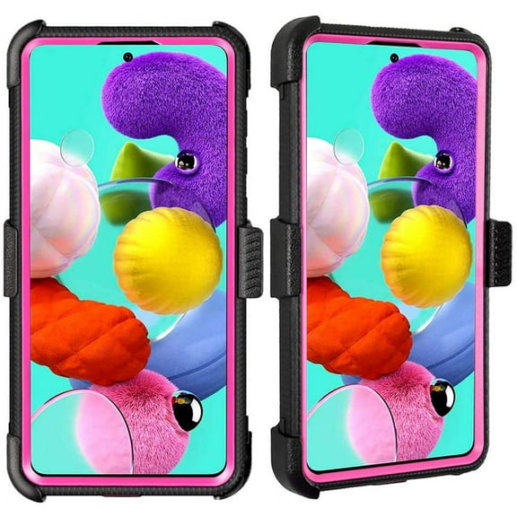GoldCherry Phone Case for Samsung Galaxy A51 6.5 Inch,Women Men Girls BoysHeavy Duty Full Body Protection Case Cover with Swivel Belt Clip and Kickstand for Samsung Galaxy A51 6.5 Inch (Pink)
