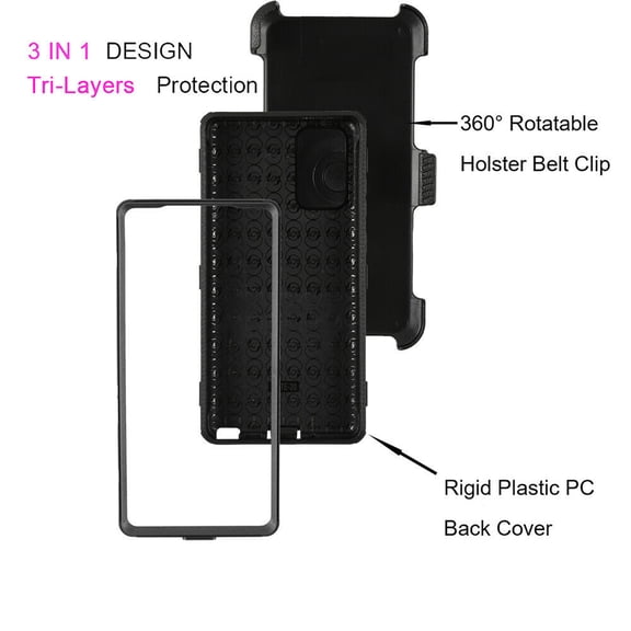 GoldCherry for Samsung Galaxy Note 20 Case,Heavy Duty Shockproof Full Body Protection Rugged Hybrid Case Cover with Swivel Belt Clip and Kickstand for Samsung Galaxy Note 20(Pink)