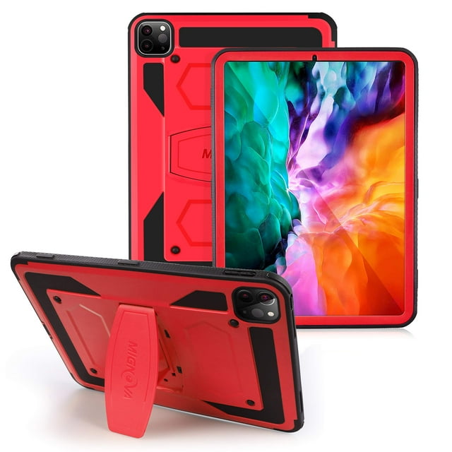 GoldCherry for iPad Pro 11 Case, iPad Pro 11 Case 2020, Shock-Resistant Drop-Proof and Shock-Resistant Hybrid Rugged case(with Built-in Stand), for iPad Pro 11 inch 2018/2020 Release Tablet(Red)