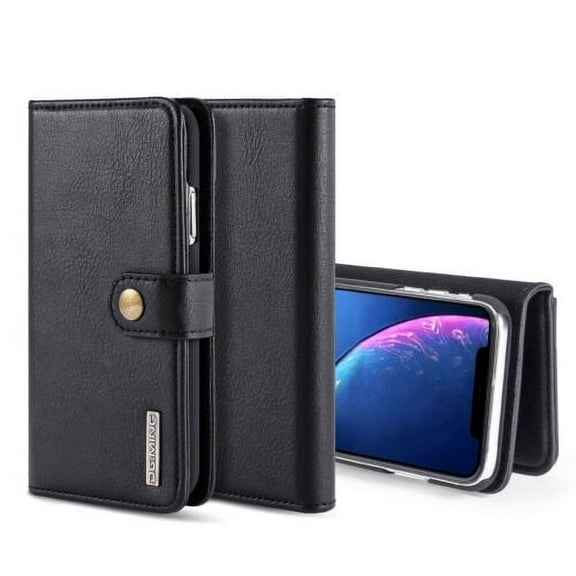 GoldCherry for iPhone 11 Case,Premium Leather Wallet Case Business Credit Card Holder,Ultra-Strong Magnetic&Slim Folio Flip Cover for iPhone 11 6.1" 2019(Black)