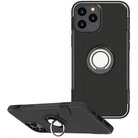 GoldCherry for iPhone 12 Pro Max 6.7 Inch Case, Anti-Scratch Shockproof Case 360 Degree Rotation Finger Ring Holder Kickstand [Work with Magnetic Car Mount] for iPhone 12 Pro Max 6.7 Inch(Black)