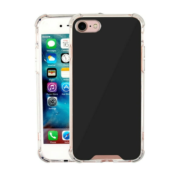 GoldCherry For iPhone 7 8 SE Case Crystal Clear Design of 4 Corners Shock Skid Proof Scratch-Resistant PC+Girls Luxury Mirror Protection For iPhone 7 8 SE 2nd 4.7 inch(Black)