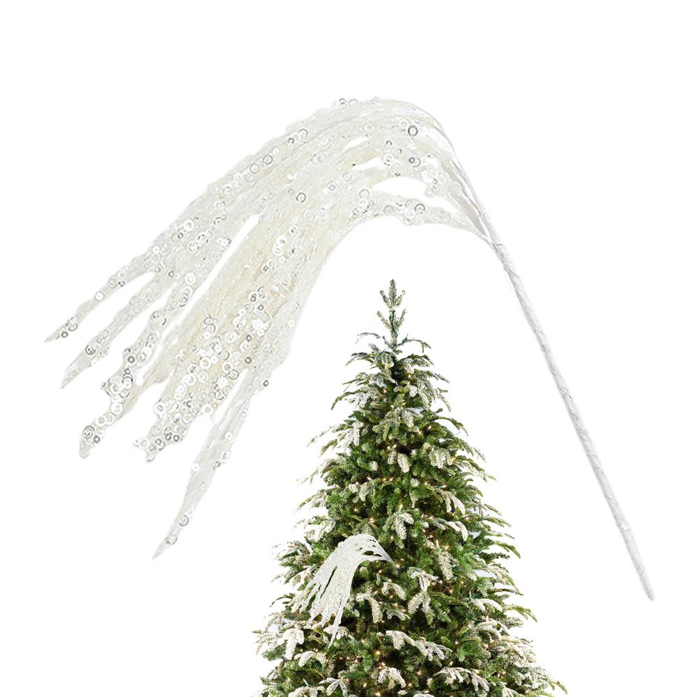 GoldCister Christmas Glitter Branches Artificial Stem Ornaments 24