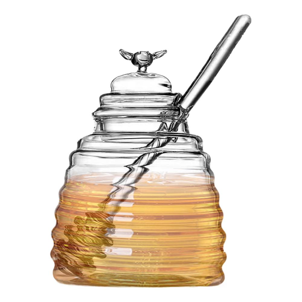 GoldCister Honey Jar with Lid Clear Glass Honey Container Safe and