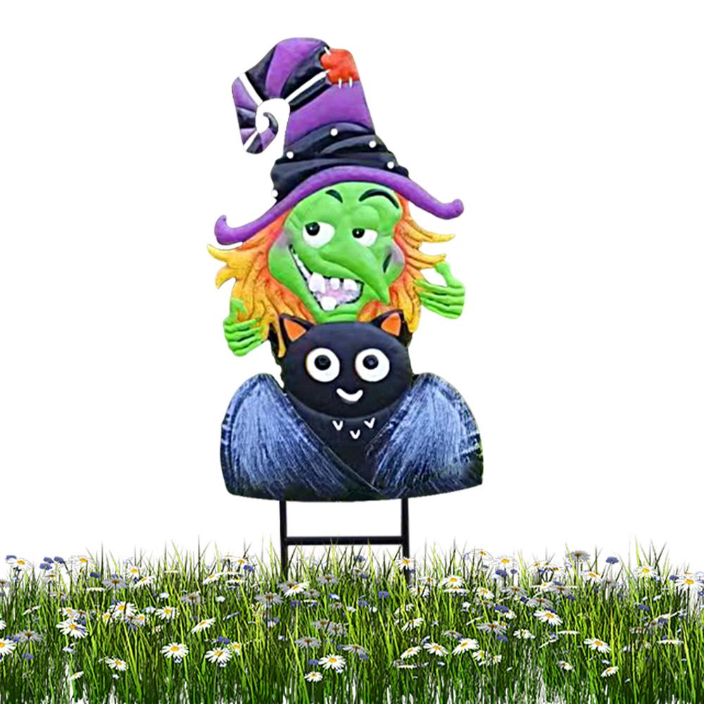 GoldCister Pumpkin Yard Stakes Metal Pumpkin Yard Stakes Gnome Witch