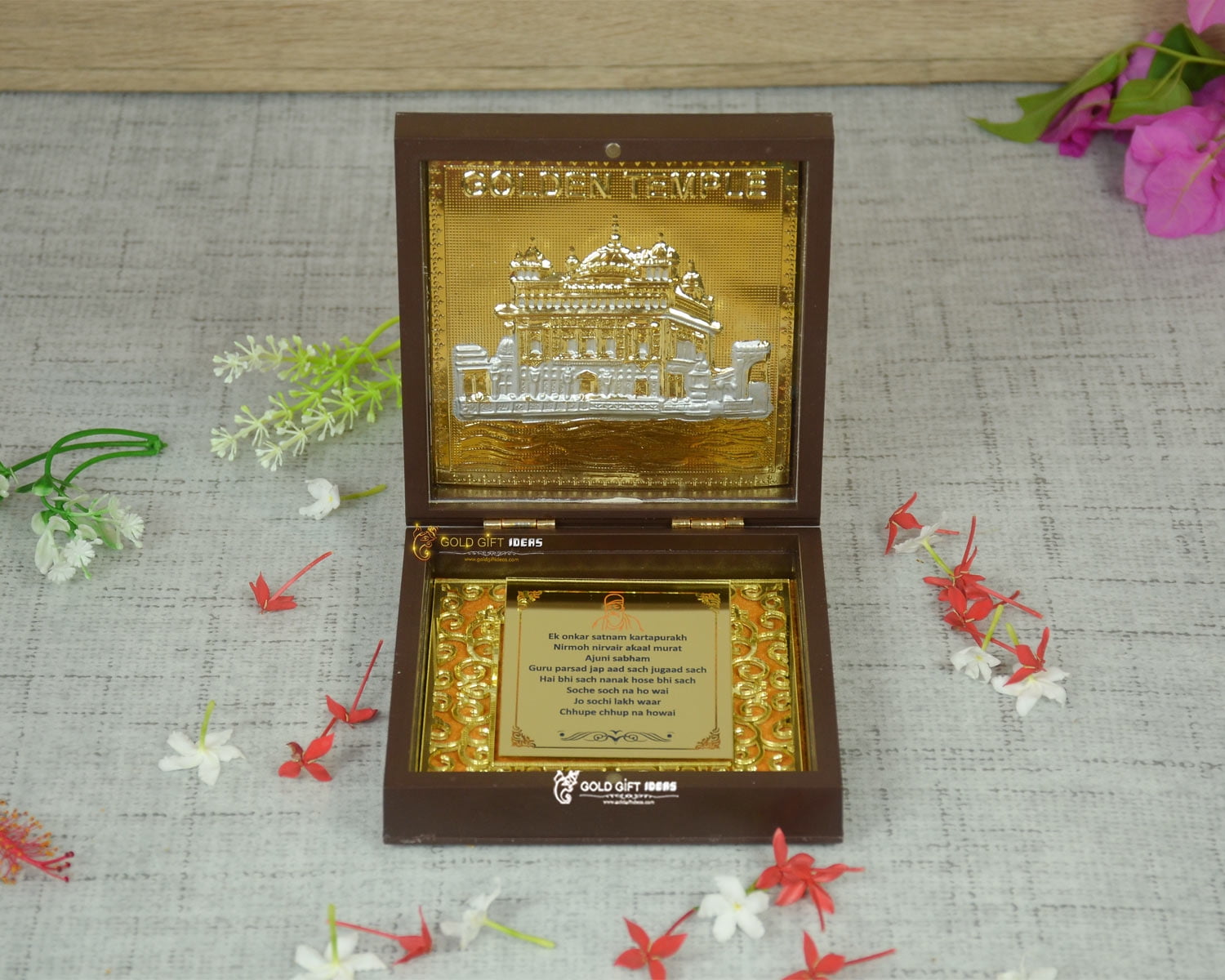 GoldGiftIdeas 24K Gold Plated Square Golden Temple Photo Frame with