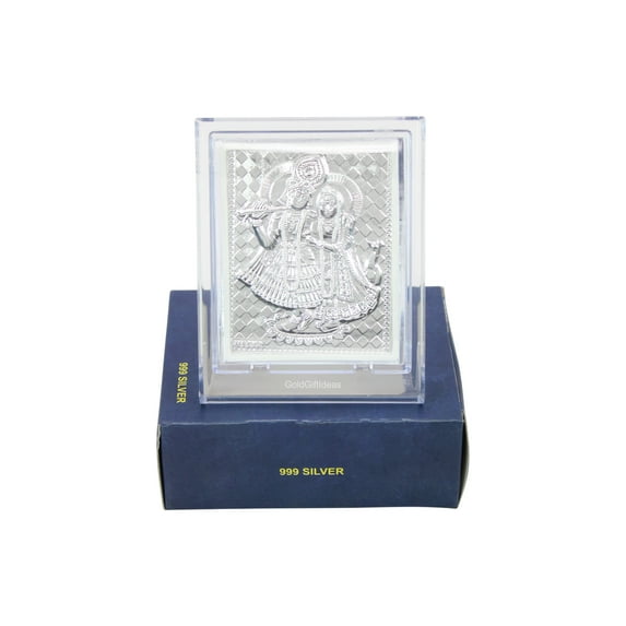 GoldGiftIdeas 999 Pure Silver Radha Krishna Photo Frame for Gift, Return Gifts Item, Silver Radhe Krishna Photo Frame for Home Décor Gift (Pack of 25)