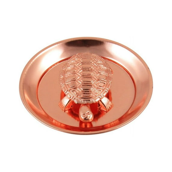 GoldGiftIdeas Copper Tortoise with Plate for Vastu, Turtle for Good Luck, Return Gifts, Turtle Plate for Home, Vastu Feng Shui Metal Turtle (Pack of 10)