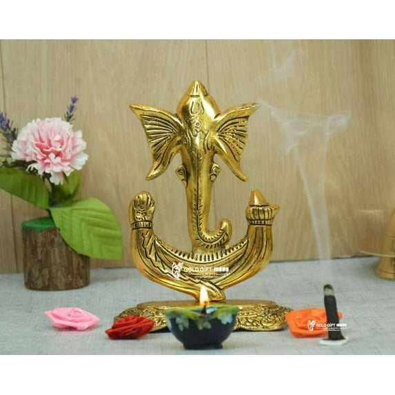 GoldGiftIdeas Oxidized Vighnaharta Ganesh Idol for Pooja, Ganesh Statue Brass, Return Gifts for Wedding,Ganesha Metal Figurine Idol for Gift (Pack of 5)