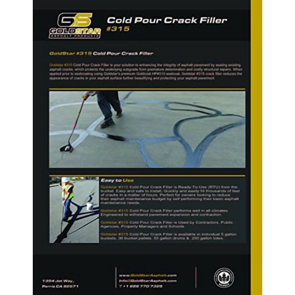 GoldStar Cold Pour Crack Filler. Easy to Use! Just Pour and Fill. 5GL Bucket.
