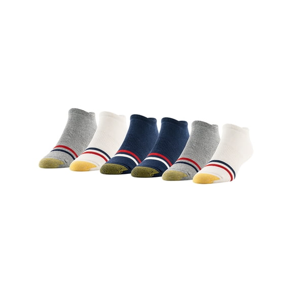 GoldToe Edition Mens Americana No Show Socks Assorted, 6 Pack