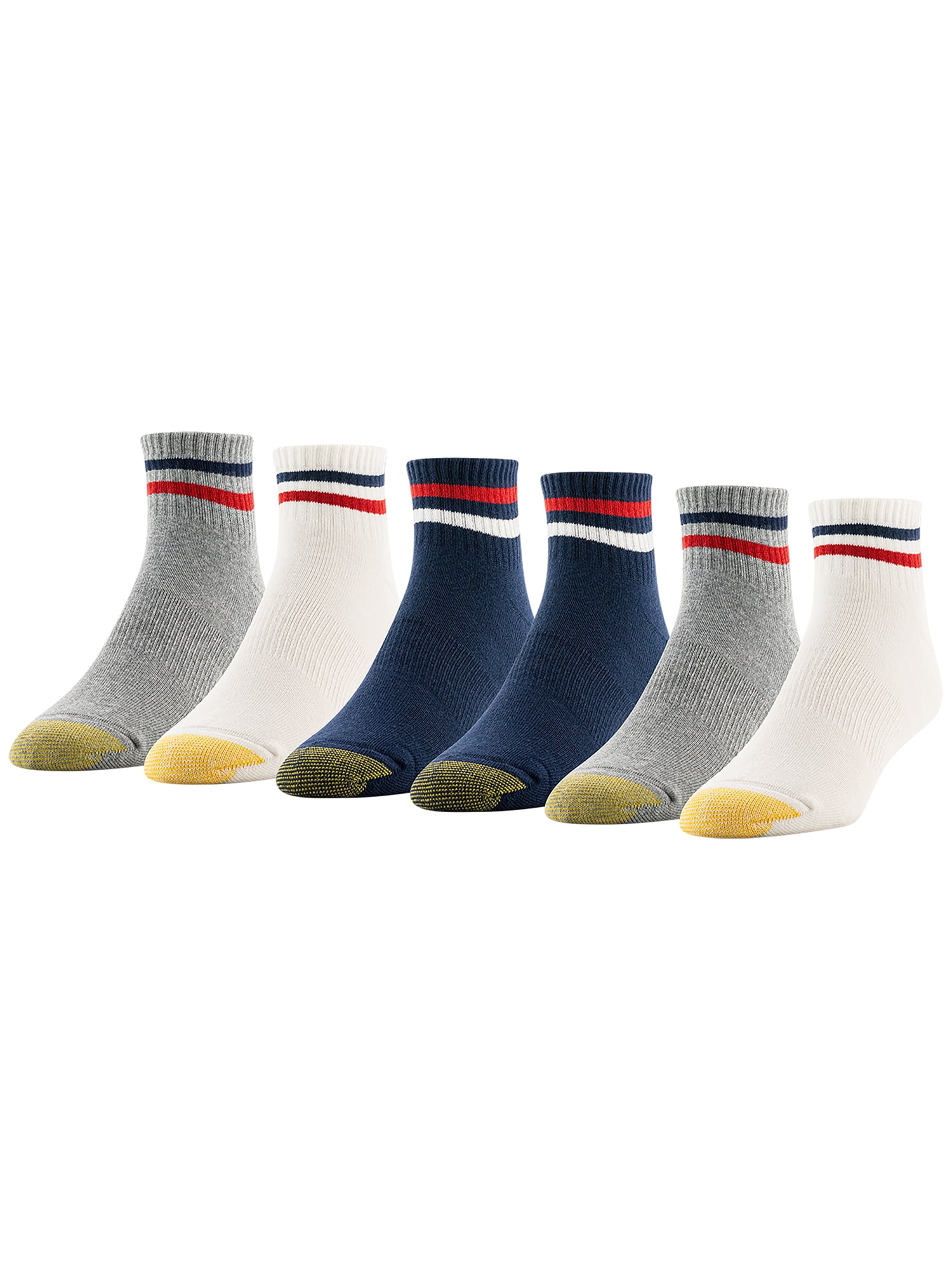 GoldToe Edition Mens Americana Quarter Socks Assorted, 6 Pack