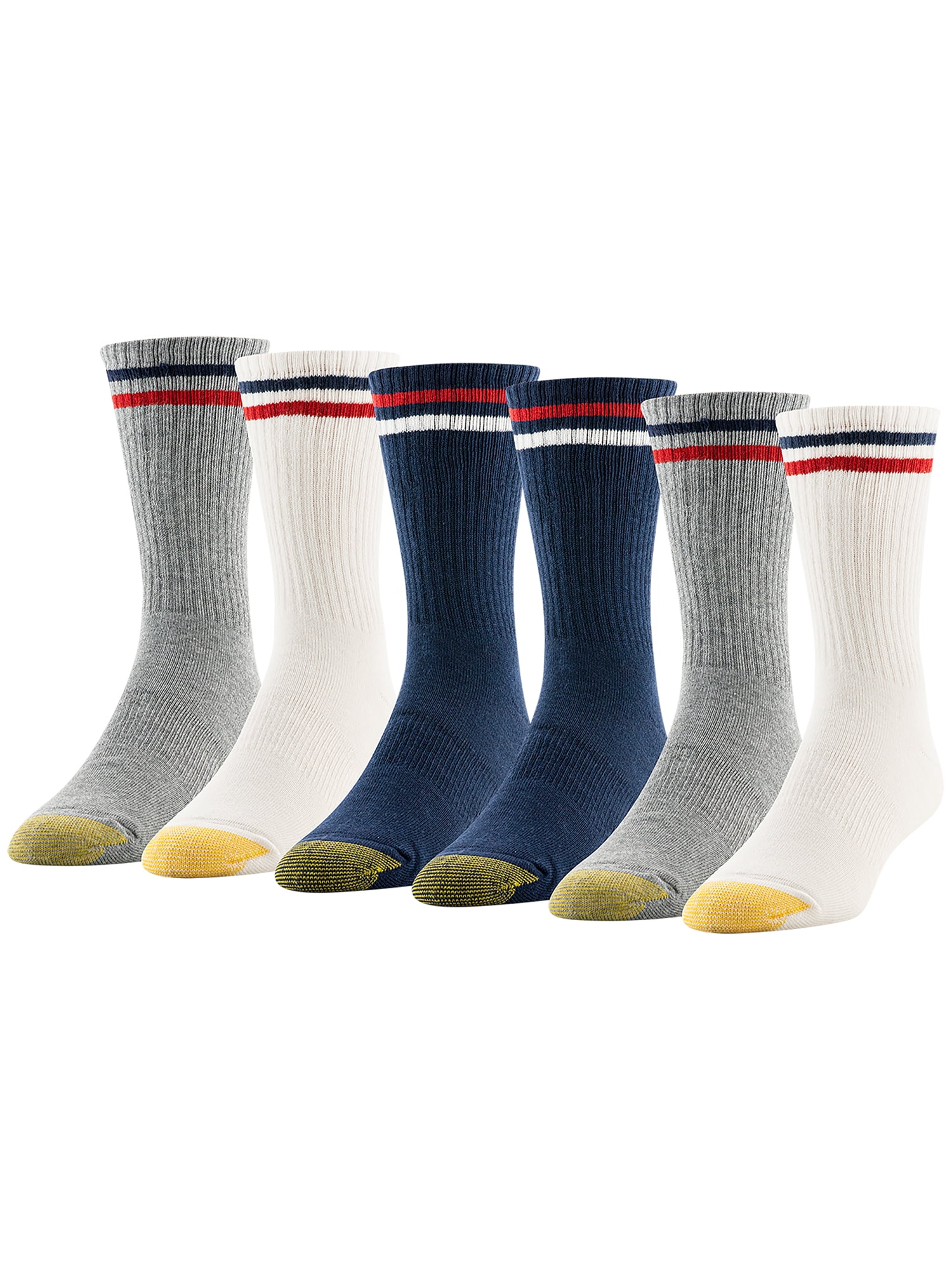 GoldToe Edition Mens Americana Short Crew Socks Assorted, 6 Pack