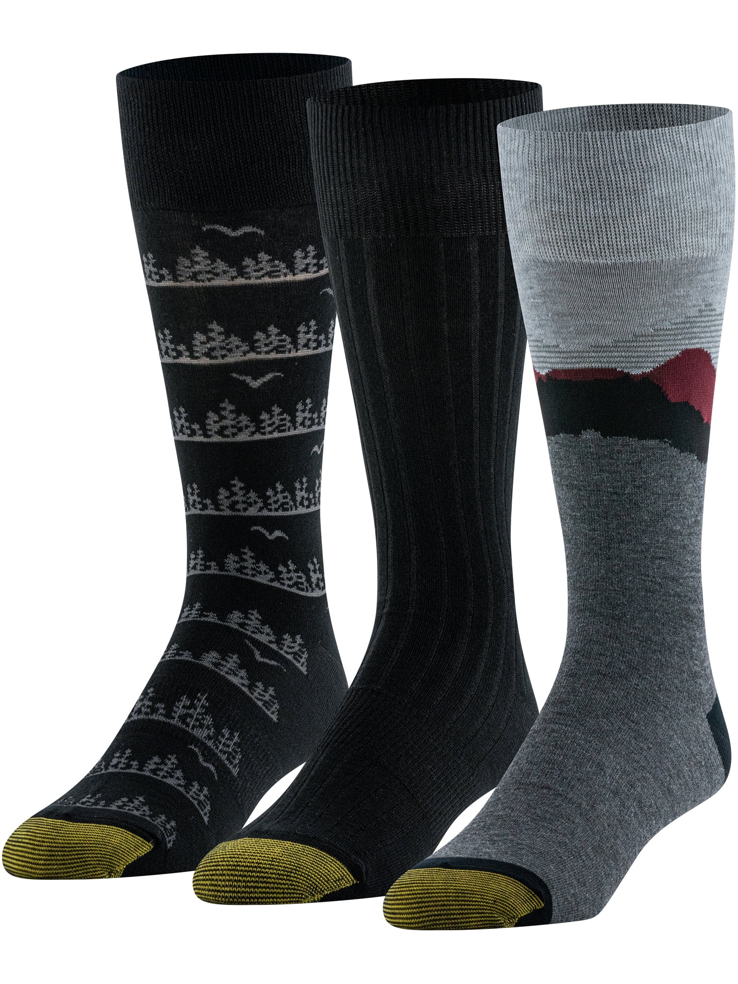 GoldToe Edition Mens Blueridge Crew Socks Assorted, 3 Pack