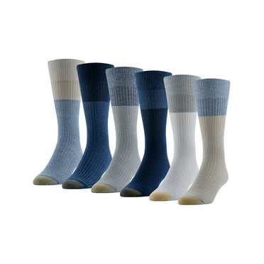 GoldToe Edition Mens Casual Rib Crew Socks Assorted, 6 Pack