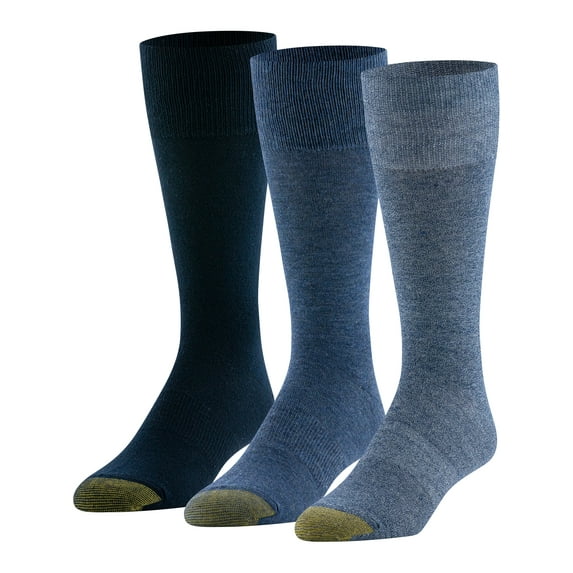 GOLDTOE Edition Mens Comfort Top Flat Crew Socks, 3-Pack