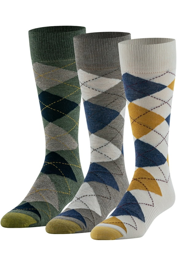 Edition Mens Dress Argyle Crew Socks, 3-Pack
